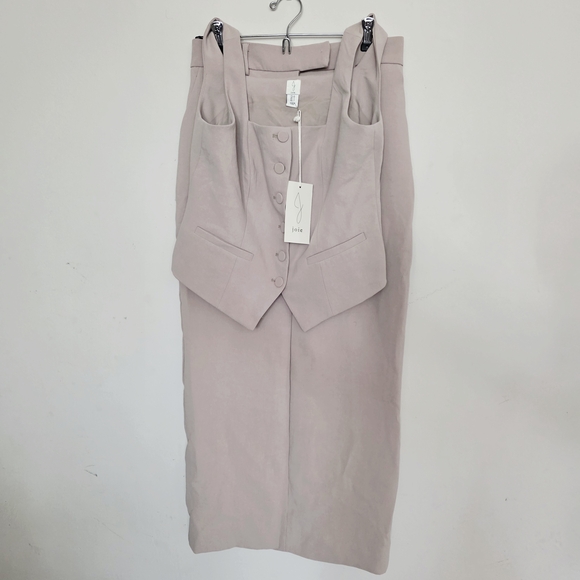 Joie Feminine Cropped Vest And Pencil Maxi Skirt Set in Soft Beige 2 - Picture 1 of 8
